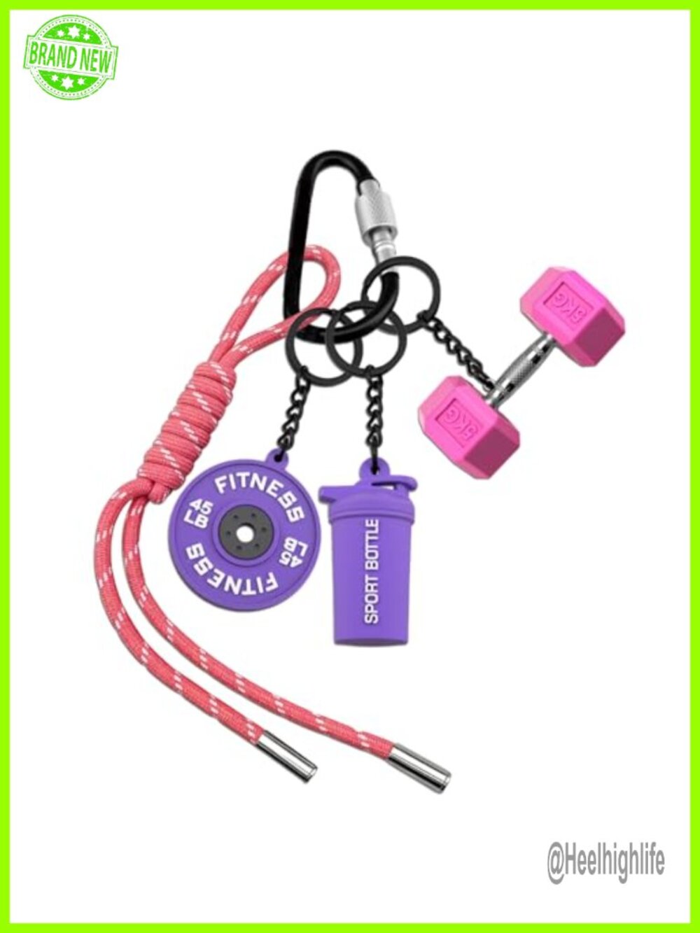 PVC Gym Keychain Fitness Gift Bag Charm Car Key Ring Workout Accessory